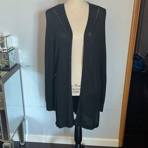 Pink Rose Women's Sweater Shirt Black Cardigan Long Sleeve Ladies Size Large